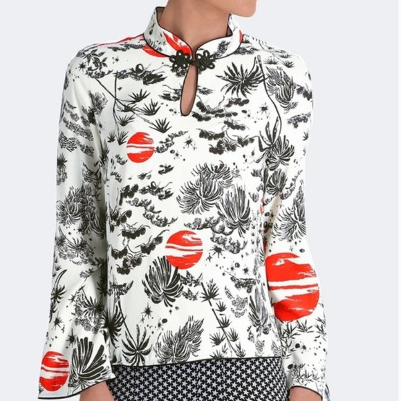 Rixo London Tops - Rixo London | Viola Mandarin Collar Blouse - S